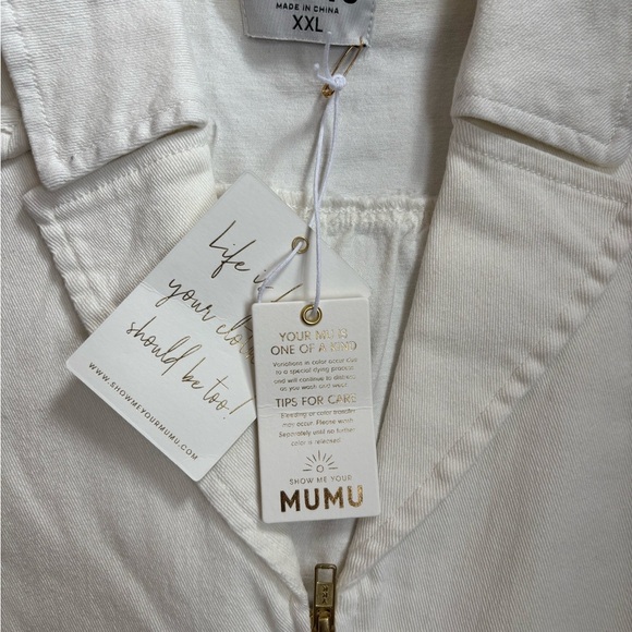 Show Me Your MUMU Outlaw Romper Denim Pearly White Women’s Size XXL - Picture 13 of 13